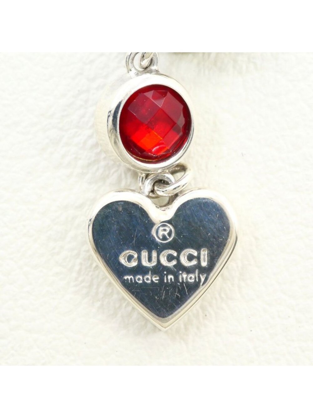 Gucci 925 Sterling Silver Necklace Red Topaz 41 cm - Picture 4 of 6